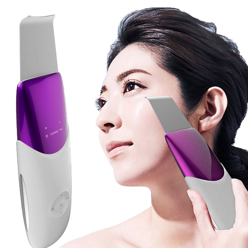 Ultrasonic Skin Scrubber Ultrasound Facial Pore Cleaner Anion Ultrasonic Face Skin Peeling Lifting Massager Facial Scrubber